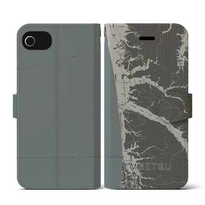 【遠別（北海道）】地図柄iPhoneケース（手帳タイプ）モノトーン・iPhone SE（第3 / 第2世代） / 8 / 7 / 6s / 6 用