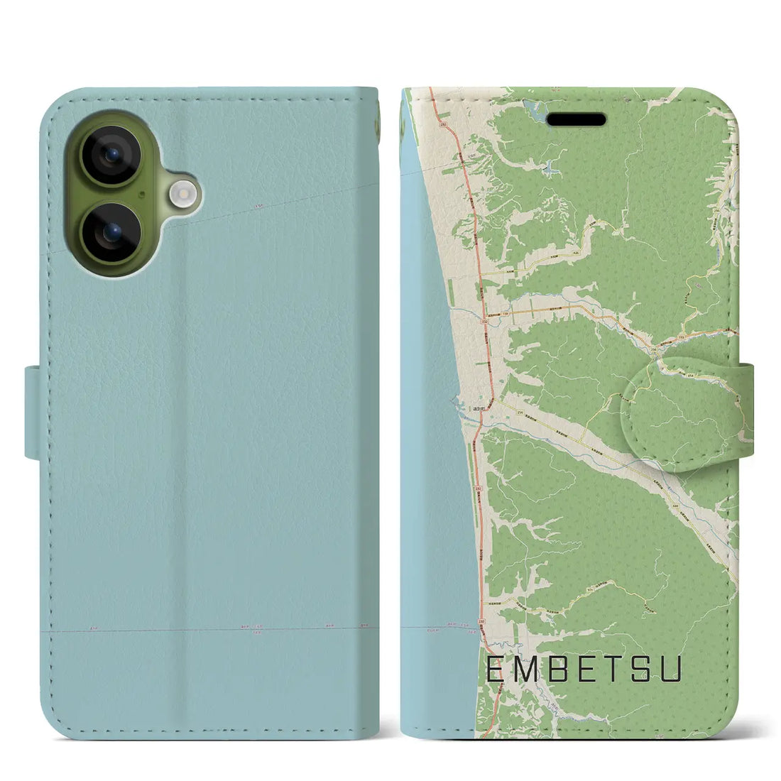 【遠別（北海道）】地図柄iPhoneケース（手帳タイプ）ナチュラル・iPhone 17 Pro Max 用