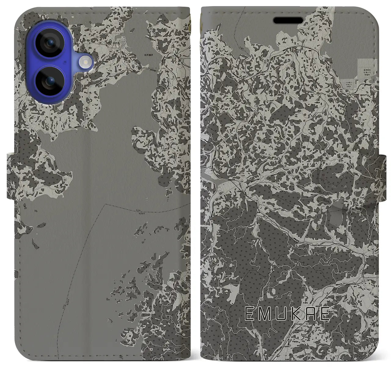 【江迎（長崎県）】地図柄iPhoneケース（手帳タイプ）