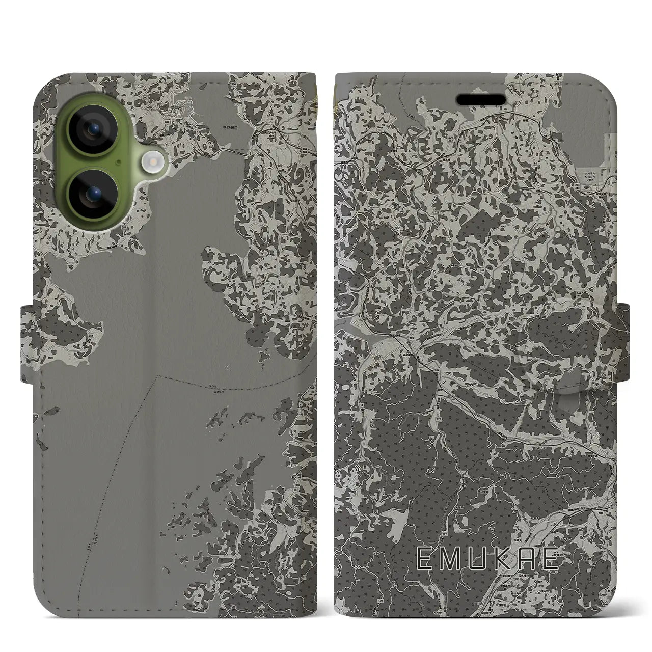 【江迎（長崎県）】地図柄iPhoneケース（手帳タイプ）