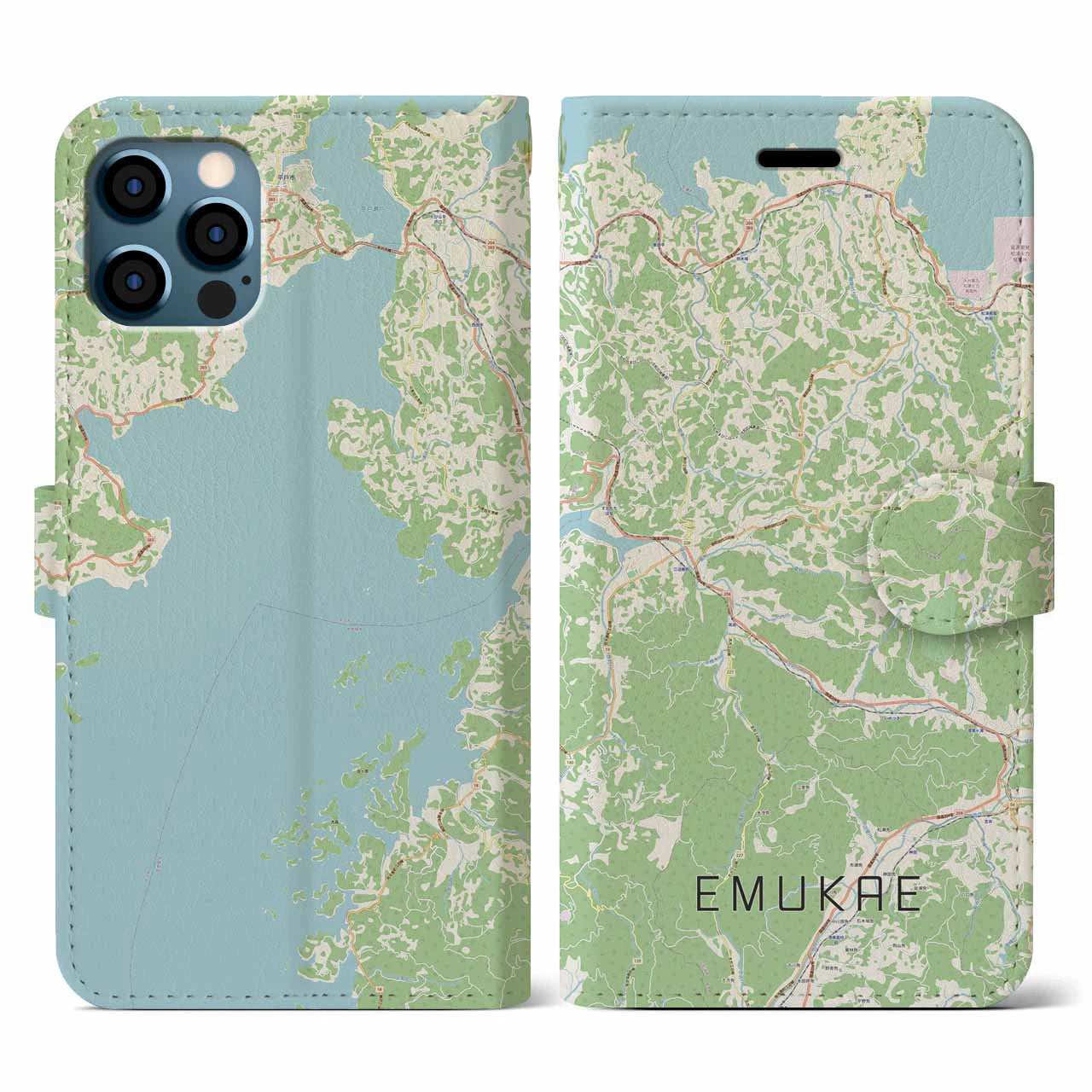 【江迎（長崎県）】地図柄iPhoneケース（手帳タイプ）