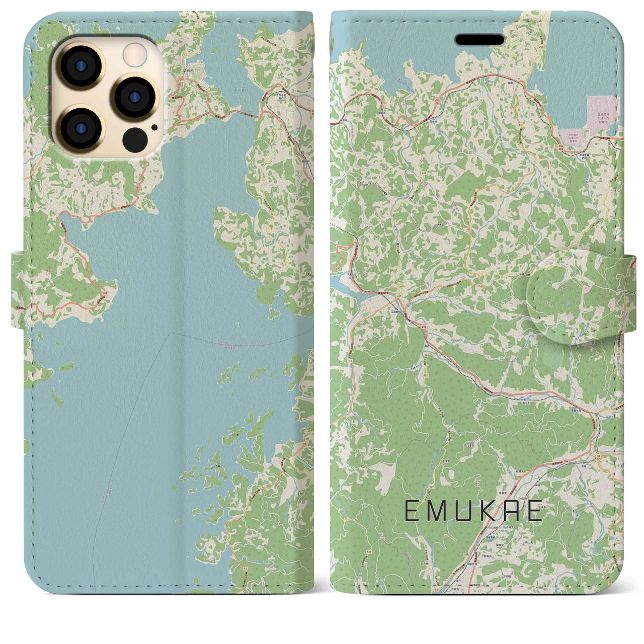 【江迎（長崎県）】地図柄iPhoneケース（手帳タイプ）