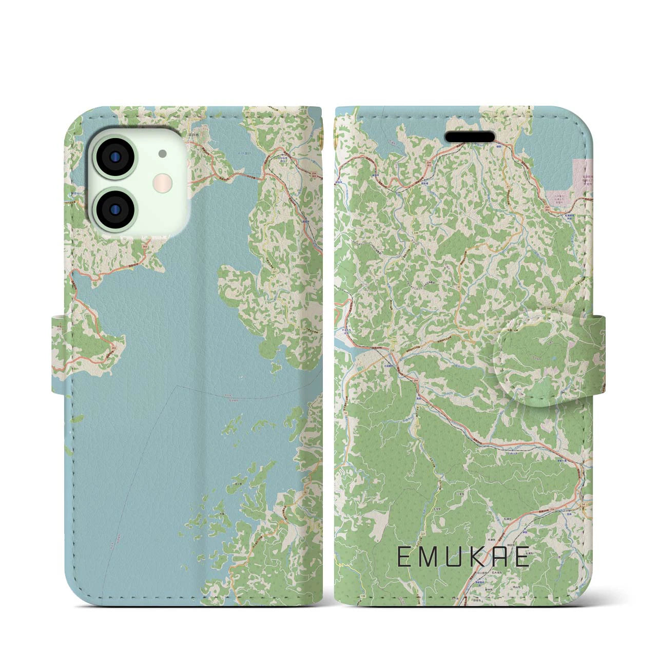 【江迎（長崎県）】地図柄iPhoneケース（手帳タイプ）