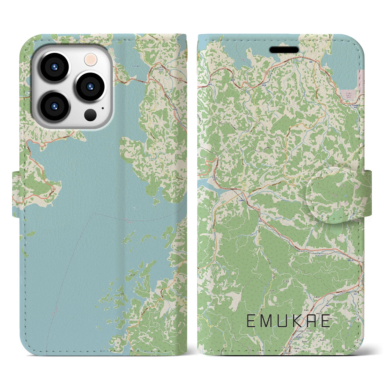 【江迎（長崎県）】地図柄iPhoneケース（手帳タイプ）