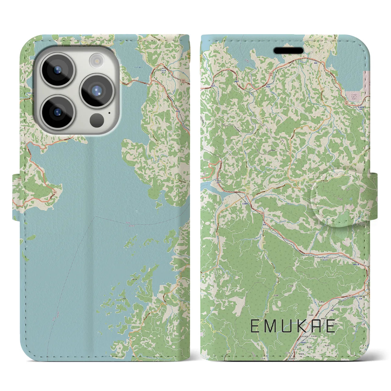 【江迎（長崎県）】地図柄iPhoneケース（手帳タイプ）