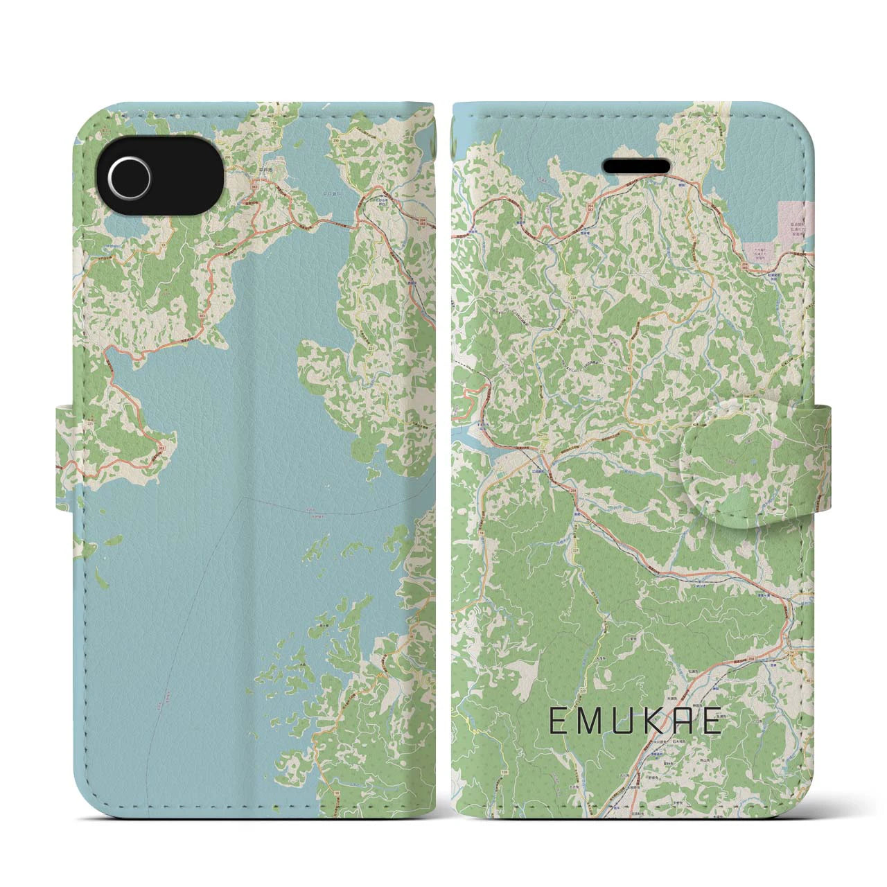 【江迎（長崎県）】地図柄iPhoneケース（手帳タイプ）