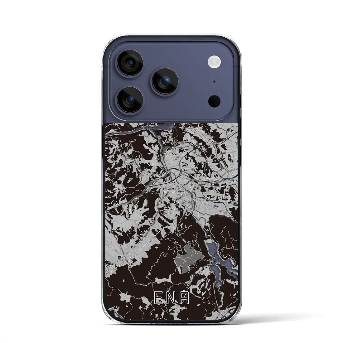 【恵那(岐阜県)】地図柄iPhoneケース(クリアタイプ)モノトーン・iPhone 17 Pro Max 用