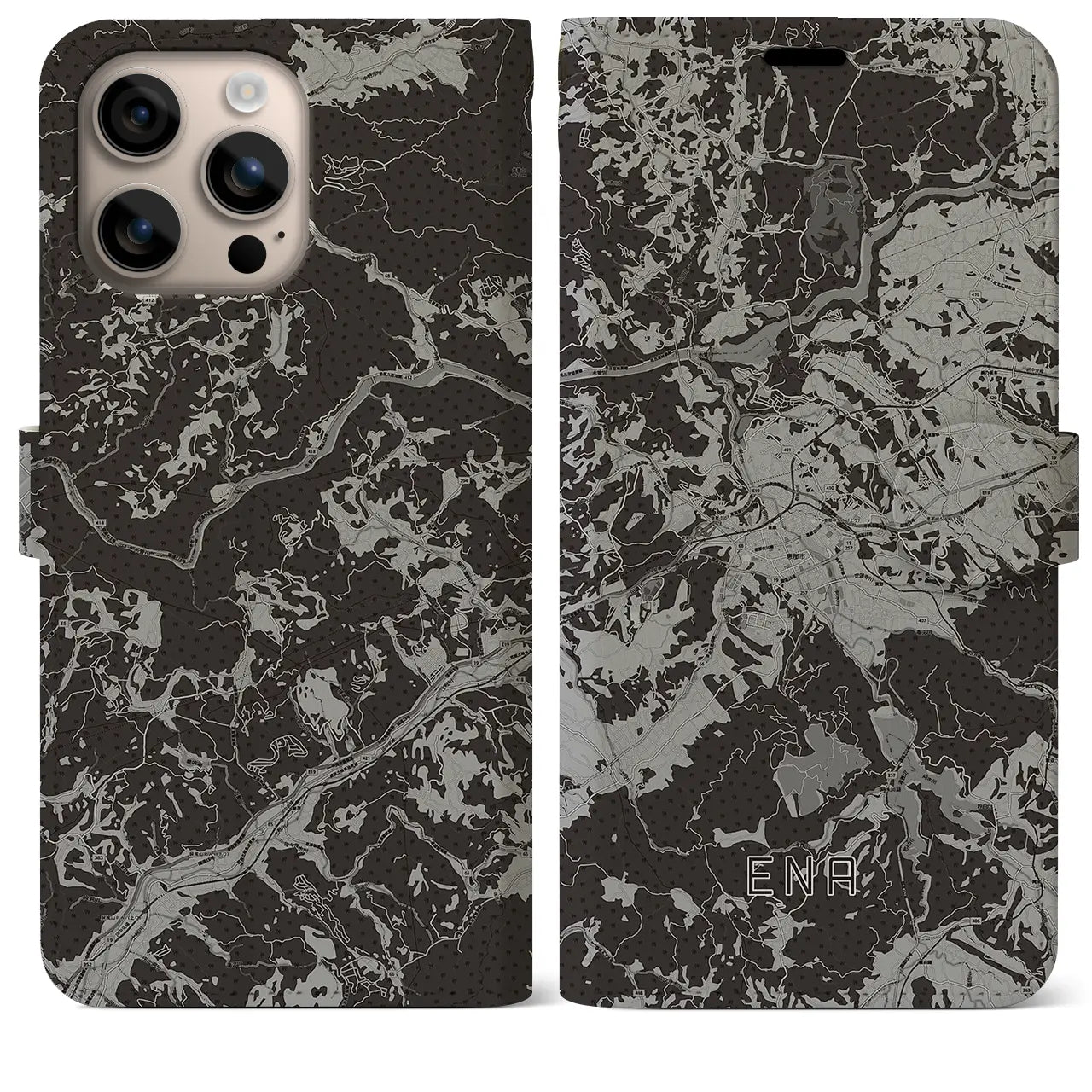 【恵那（岐阜県）】地図柄iPhoneケース（手帳タイプ）