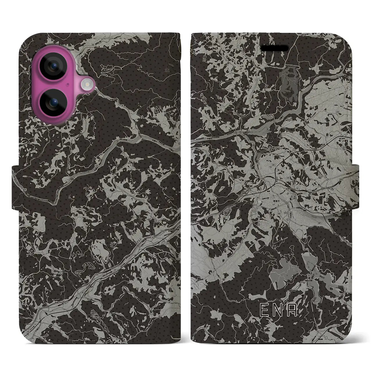 【恵那（岐阜県）】地図柄iPhoneケース（手帳タイプ）