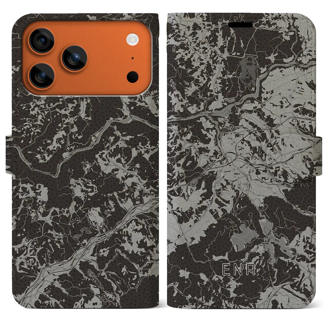 【恵那（岐阜県）】地図柄iPhoneケース（手帳タイプ）