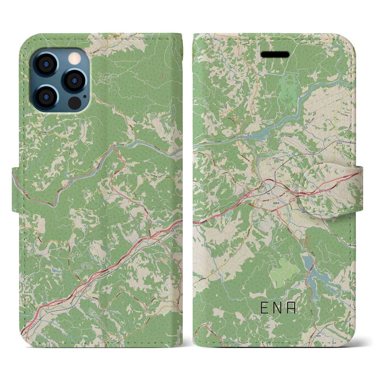 【恵那（岐阜県）】地図柄iPhoneケース（手帳タイプ）