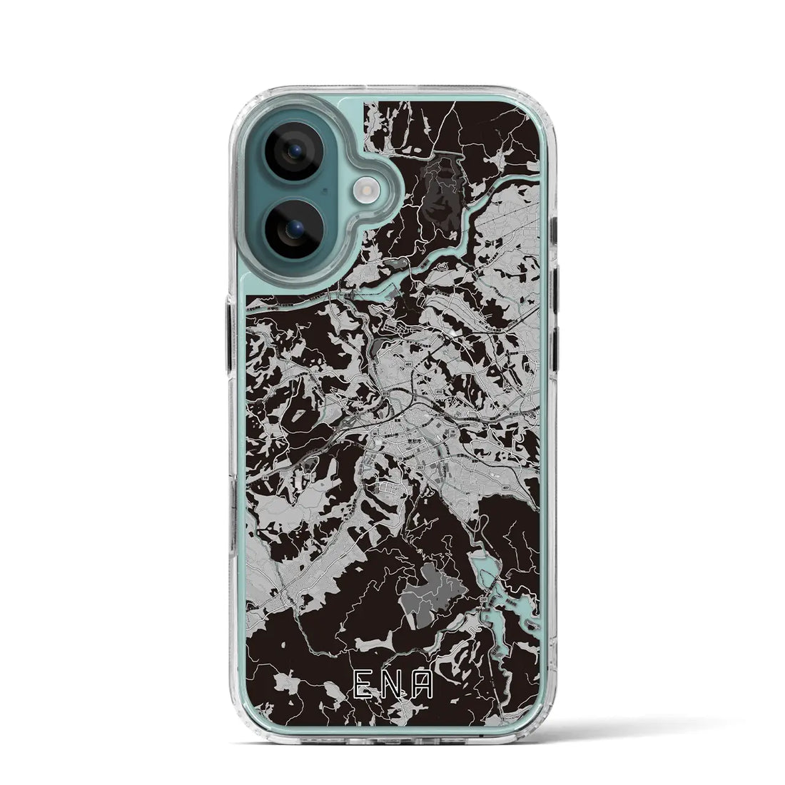 【恵那(岐阜県)】地図柄iPhoneケース(MagSafeタイプ)モノトーン・iPhone 16 Pro 用