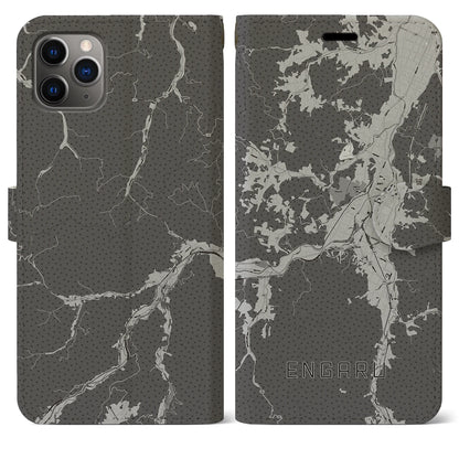 【遠軽（北海道）】地図柄iPhoneケース（手帳タイプ）モノトーン・iPhone 11 Pro Max 用