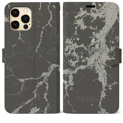 【遠軽（北海道）】地図柄iPhoneケース（手帳タイプ）モノトーン・iPhone 12 Pro Max 用