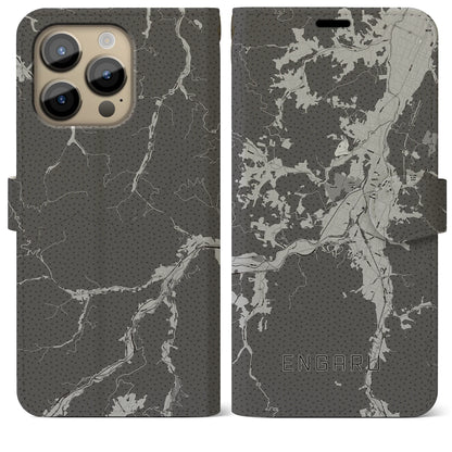 【遠軽（北海道）】地図柄iPhoneケース（手帳タイプ）モノトーン・iPhone 14 Pro Max 用