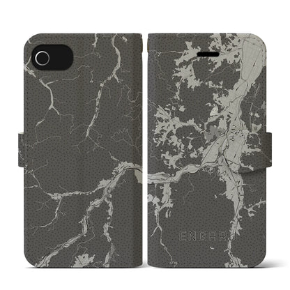 【遠軽（北海道）】地図柄iPhoneケース（手帳タイプ）モノトーン・iPhone SE（第3 / 第2世代） / 8 / 7 / 6s / 6 用