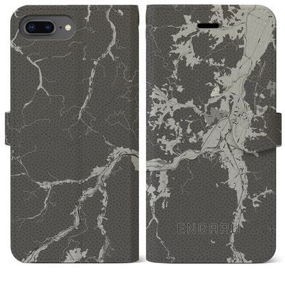 【遠軽（北海道）】地図柄iPhoneケース（手帳タイプ）モノトーン・iPhone 8Plus /7Plus / 6sPlus / 6Plus 用