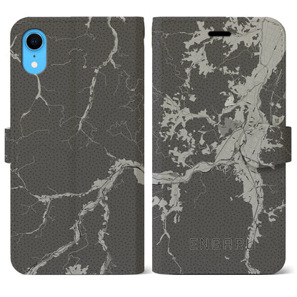 【遠軽（北海道）】地図柄iPhoneケース（手帳タイプ）モノトーン・iPhone XR 用