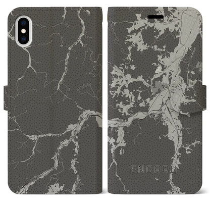 【遠軽（北海道）】地図柄iPhoneケース（手帳タイプ）モノトーン・iPhone XS Max 用