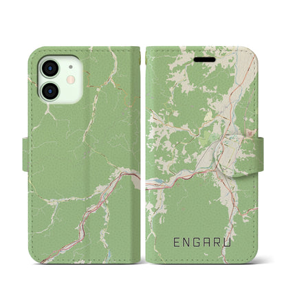 【遠軽（北海道）】地図柄iPhoneケース（手帳タイプ）ナチュラル・iPhone 12 mini 用