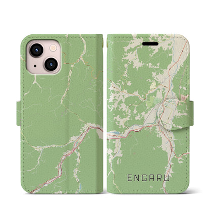 【遠軽（北海道）】地図柄iPhoneケース（手帳タイプ）ナチュラル・iPhone 13 mini 用