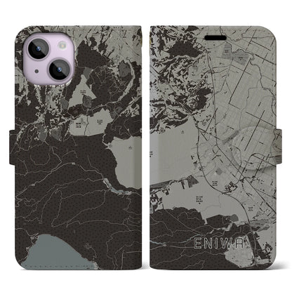 【恵庭（北海道）】地図柄iPhoneケース（手帳タイプ）モノトーン・iPhone 14 用