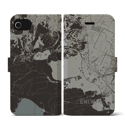 【恵庭（北海道）】地図柄iPhoneケース（手帳タイプ）モノトーン・iPhone SE（第3 / 第2世代） / 8 / 7 / 6s / 6 用