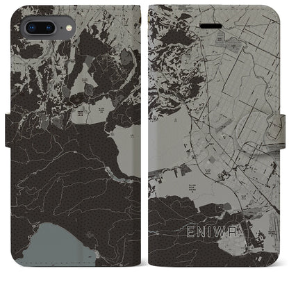 【恵庭（北海道）】地図柄iPhoneケース（手帳タイプ）モノトーン・iPhone 8Plus /7Plus / 6sPlus / 6Plus 用
