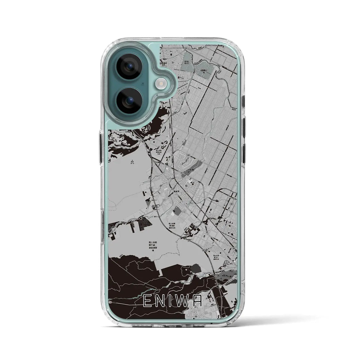 【恵庭（北海道）】地図柄iPhoneケース（MagSafeタイプ）モノトーン・iPhone 16 Pro 用