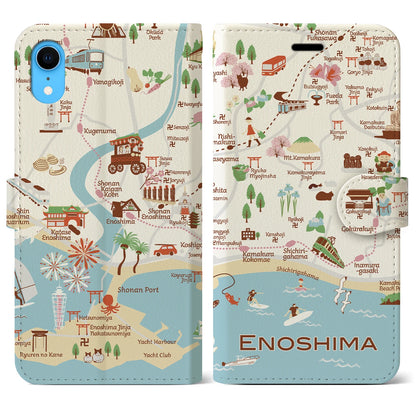 【江ノ島（イラスト）】イラストマップiPhoneケース（手帳タイプ）ブライト・iPhone XR 用