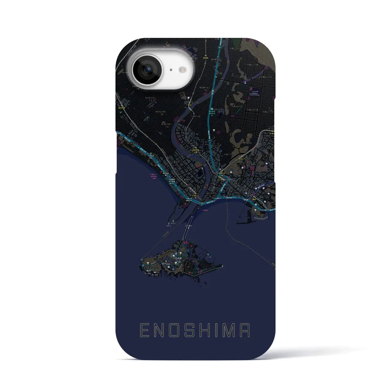 【江ノ島（神奈川県）】地図柄iPhoneケース（バックカバータイプ）