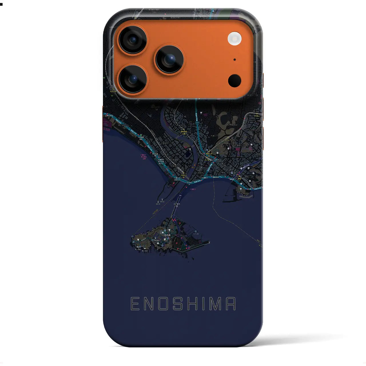 【江ノ島（神奈川県）】地図柄iPhoneケース（バックカバータイプ）