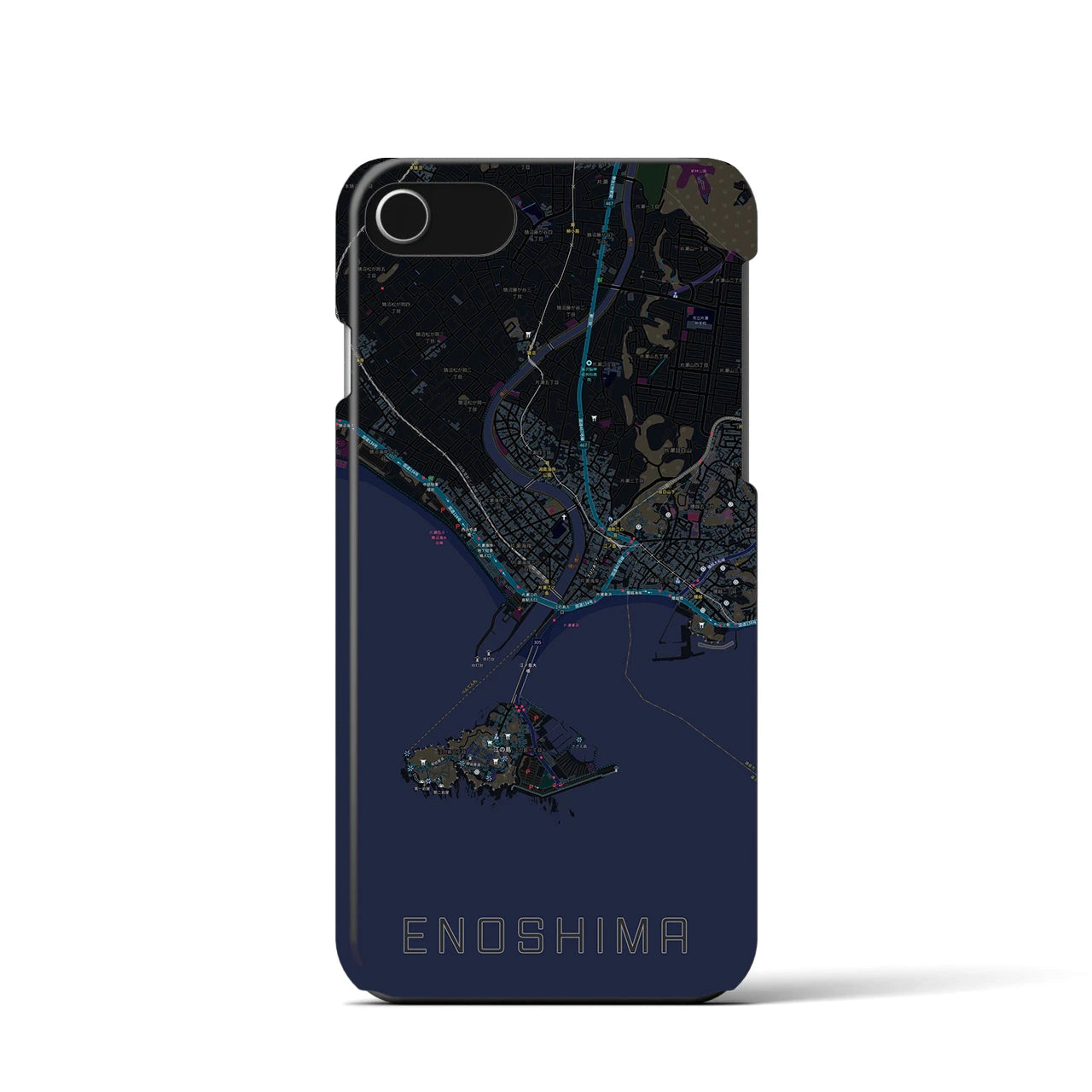 【江ノ島（神奈川県）】地図柄iPhoneケース（バックカバータイプ）