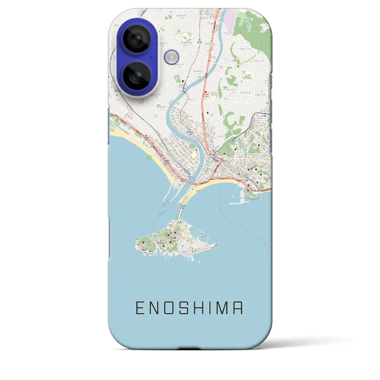 【江ノ島（神奈川県）】地図柄iPhoneケース（バックカバータイプ）ブラック・iPhone 16 Pro Max 用