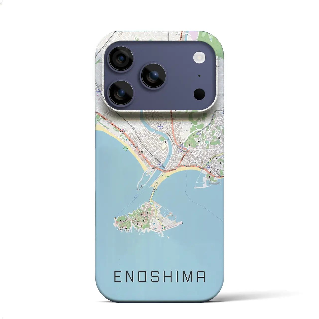 【江ノ島（神奈川県）】地図柄iPhoneケース（バックカバータイプ）