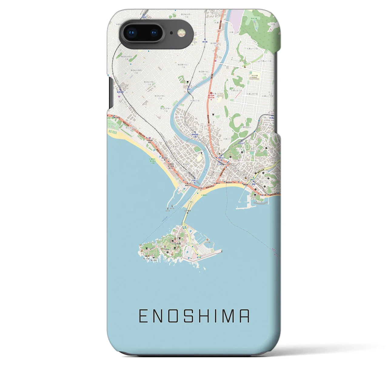 【江ノ島（神奈川県）】地図柄iPhoneケース（バックカバータイプ）