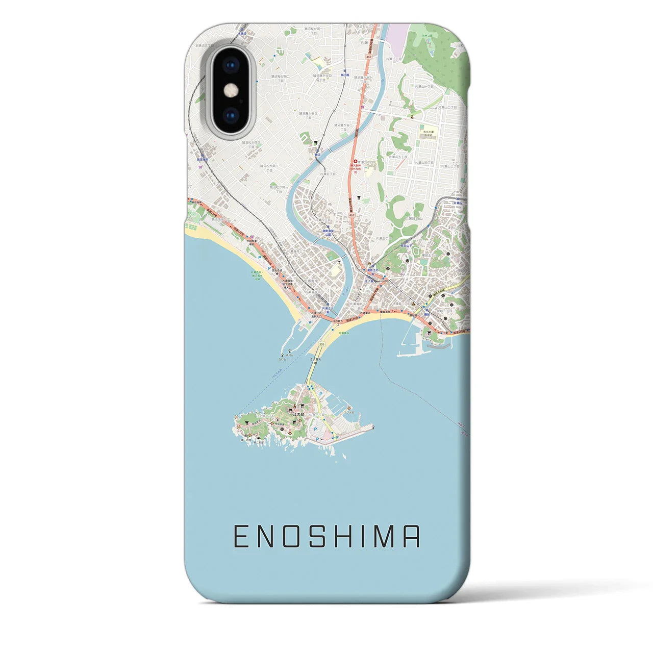 【江ノ島（神奈川県）】地図柄iPhoneケース（バックカバータイプ）