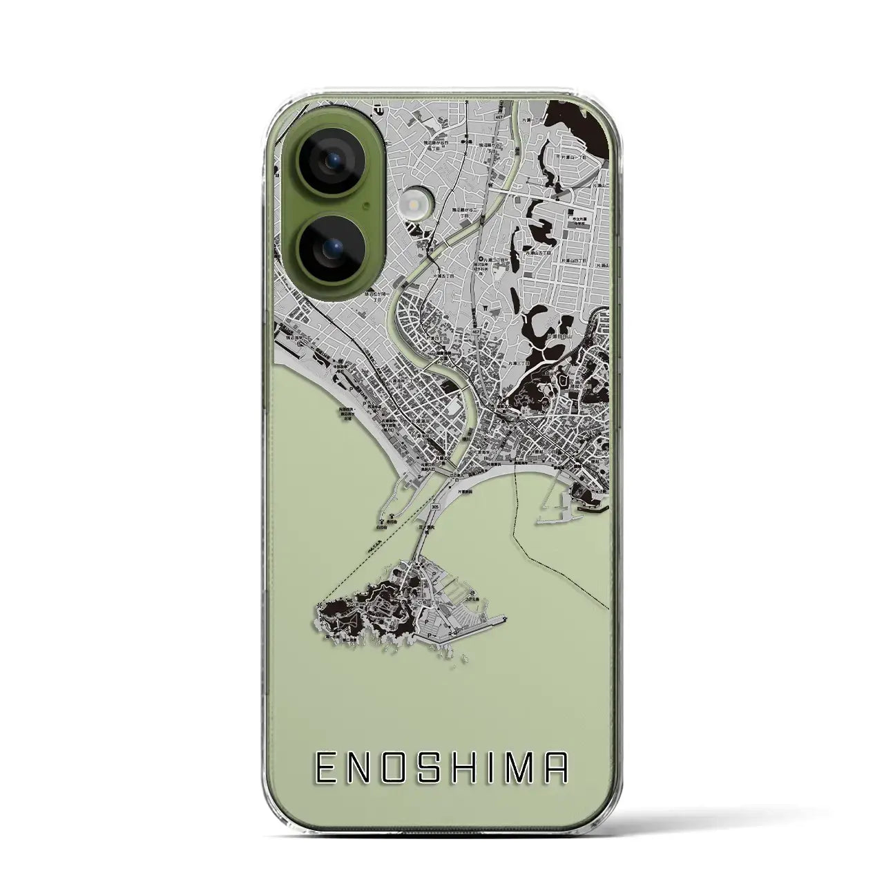 【江ノ島（神奈川県）】地図柄iPhoneケース（クリアタイプ）