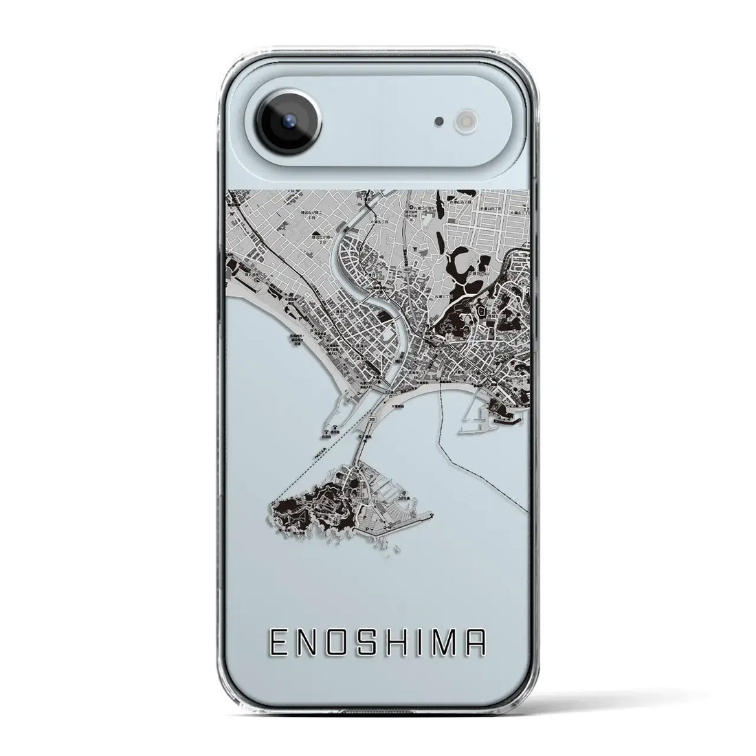 【江ノ島（神奈川県）】地図柄iPhoneケース（クリアタイプ）モノトーン・iPhone 17 Pro Max 用