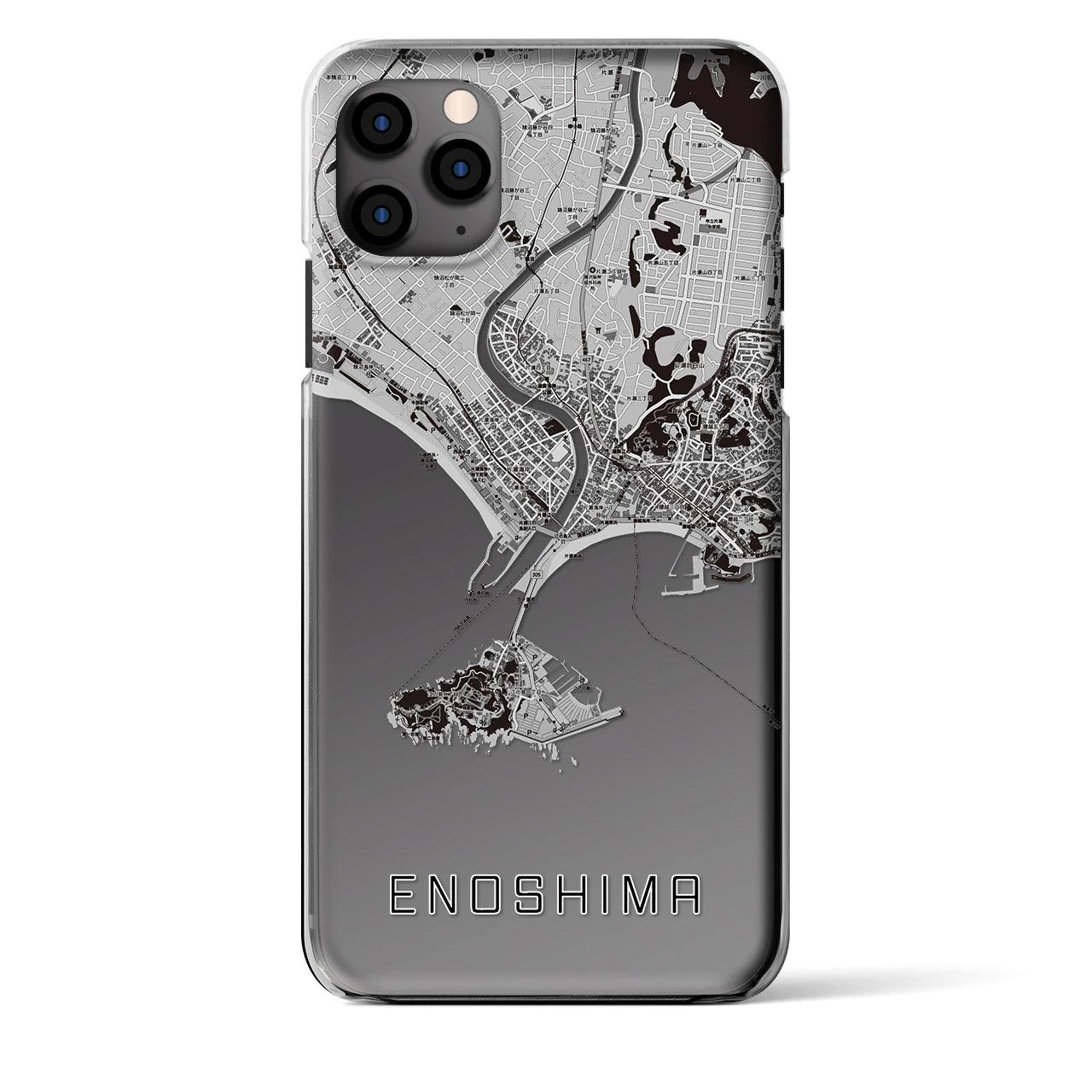 【江ノ島（神奈川県）】地図柄iPhoneケース（クリアタイプ）