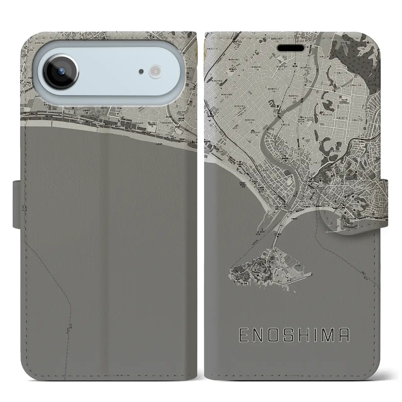 【江ノ島（神奈川県）】地図柄iPhoneケース（手帳タイプ）