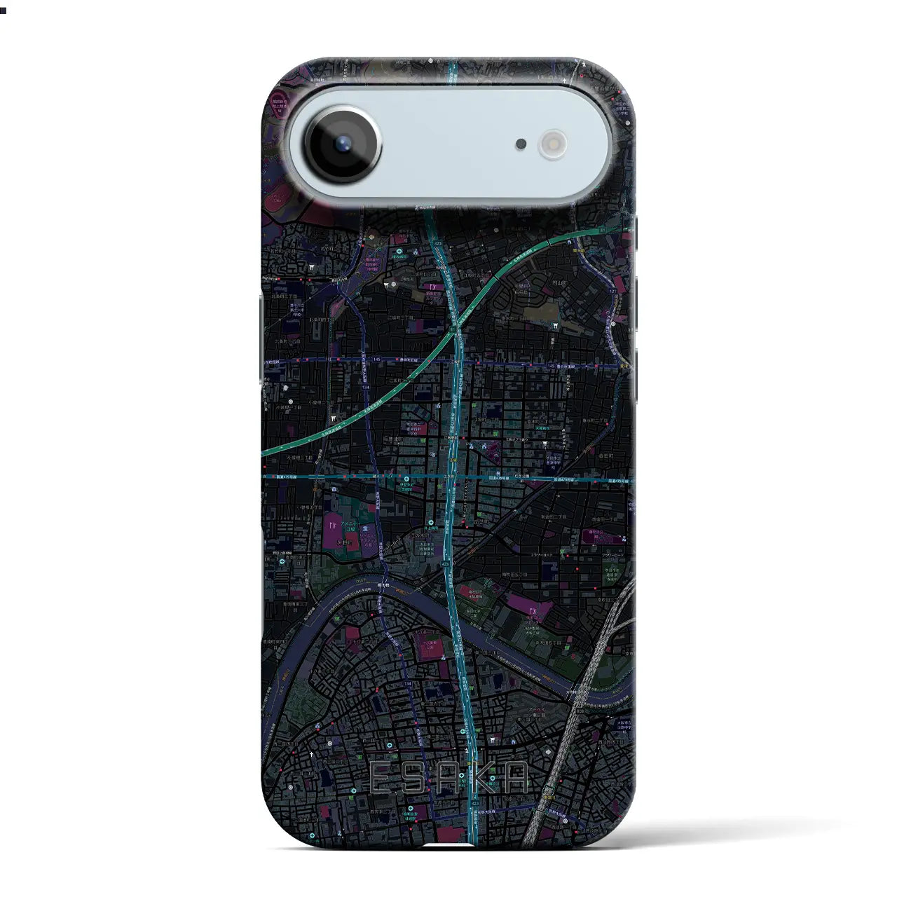 【江坂（大阪府）】地図柄iPhoneケース（バックカバータイプ）