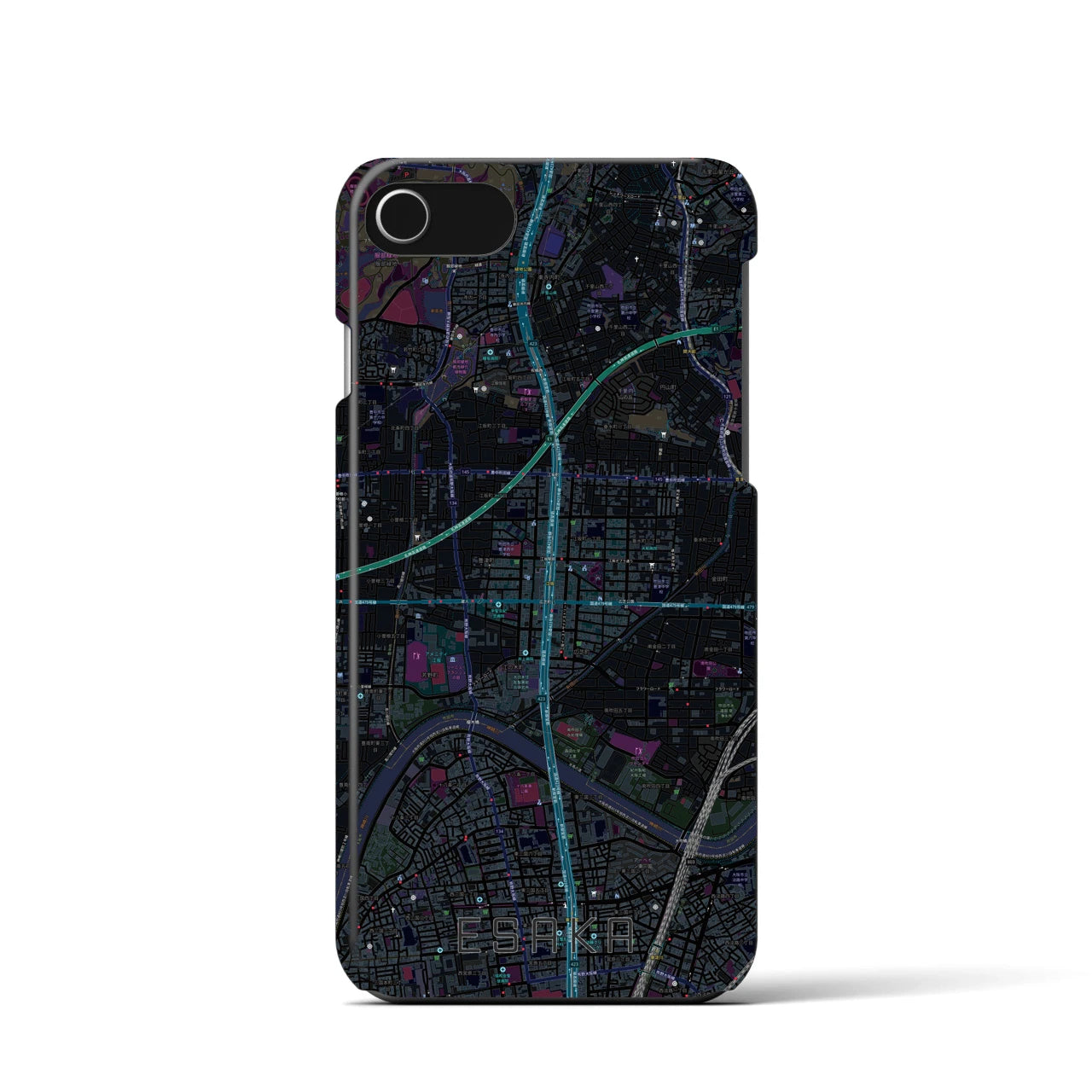 【江坂（大阪府）】地図柄iPhoneケース（バックカバータイプ）