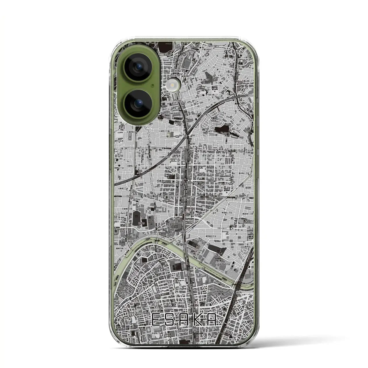 【江坂（大阪府）】地図柄iPhoneケース（クリアタイプ）