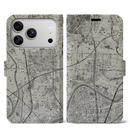 【江坂（大阪府）】地図柄iPhoneケース（手帳タイプ）