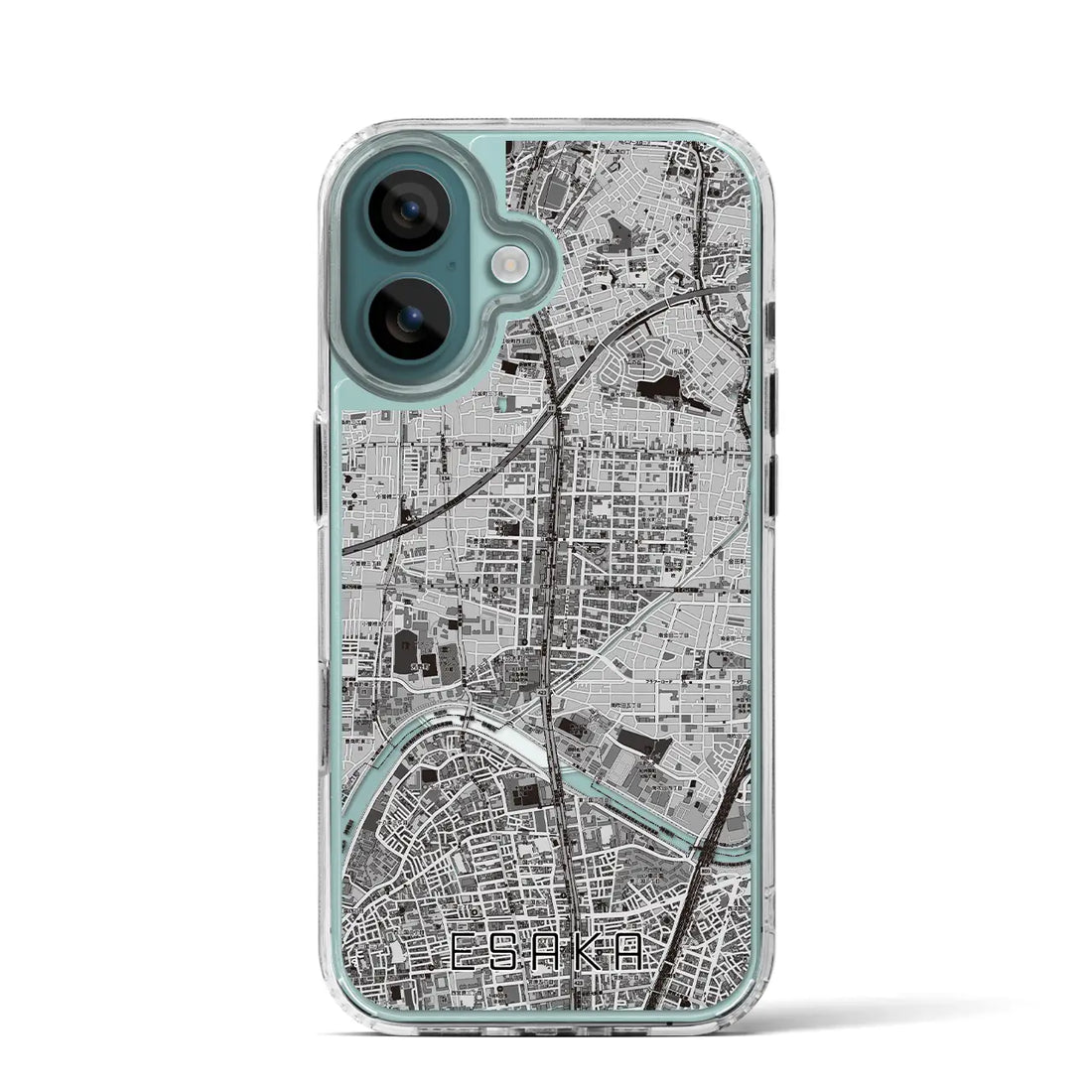 【江坂（大阪府）】地図柄iPhoneケース（MagSafeタイプ）モノトーン・iPhone 16 Pro 用