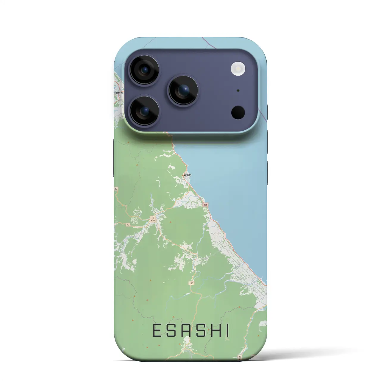 【枝幸（北海道）】地図柄iPhoneケース（バックカバータイプ）ブラック・iPhone 17 Pro Max 用