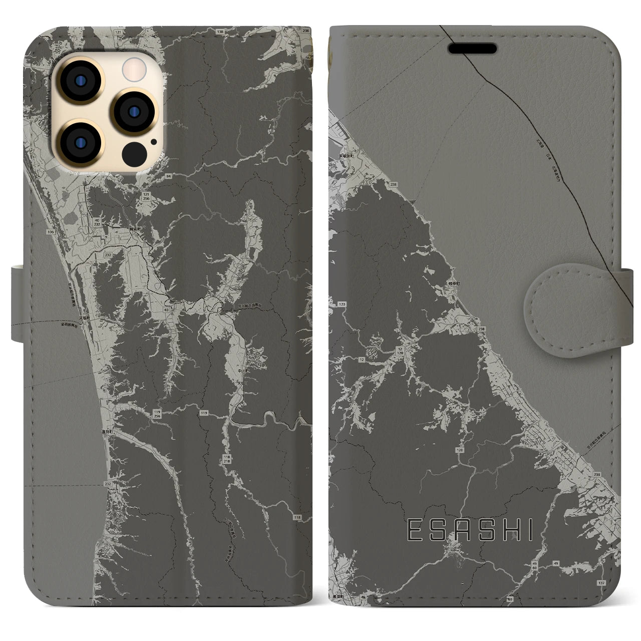 【枝幸（北海道）】地図柄iPhoneケース（手帳タイプ）