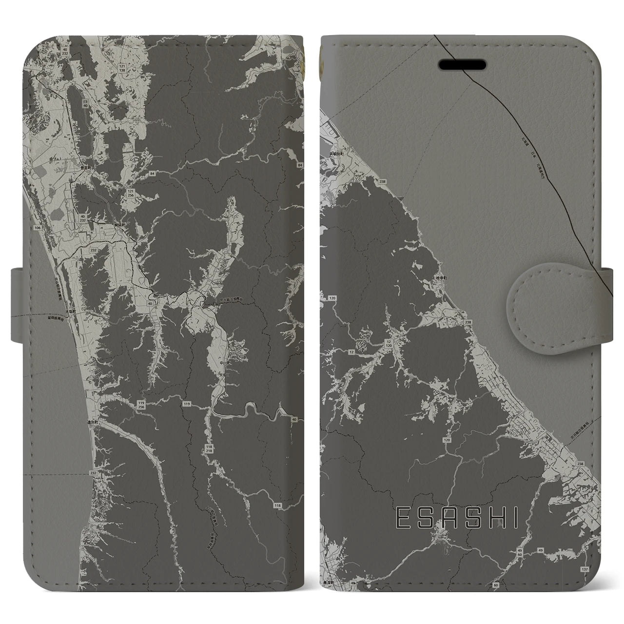 【枝幸（北海道）】地図柄iPhoneケース（手帳タイプ）