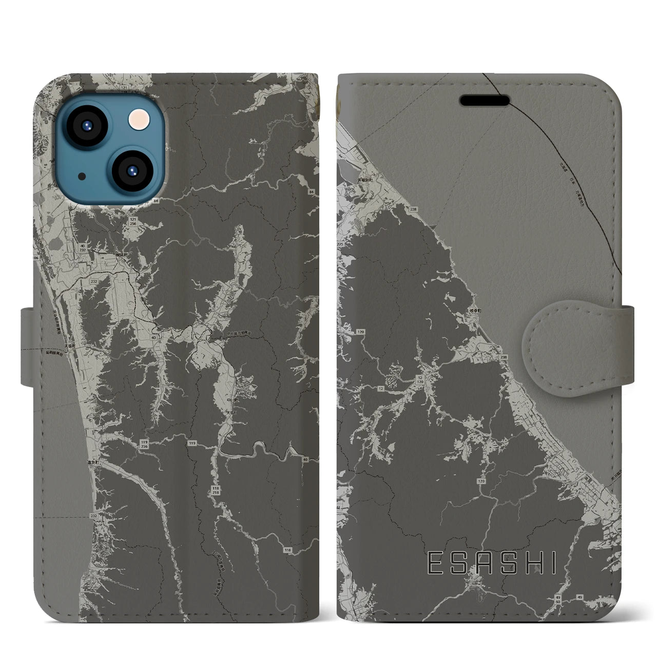 【枝幸（北海道）】地図柄iPhoneケース（手帳タイプ）